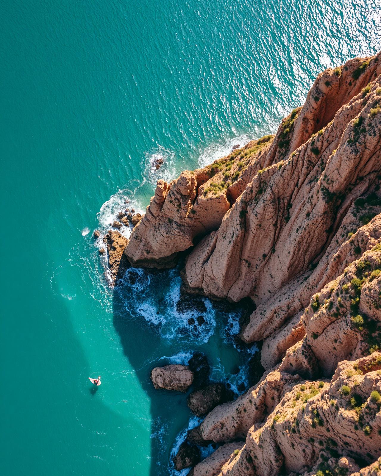Acantilado mediterráneo a vista de dron