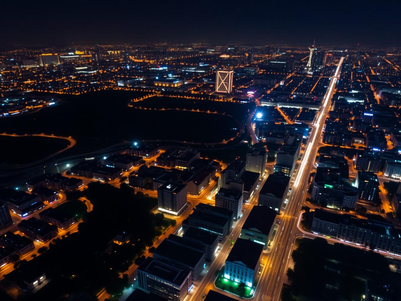 Vista nocturna de ciudad